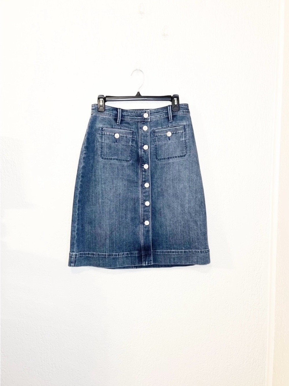Talbots Dark Blue Button-Front Denim Mini Skirt SZ- 6P